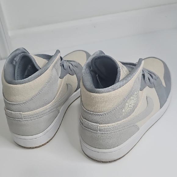 Nike Air Jordan 1 Mid Beige & Grey Suede Canvas main image 6